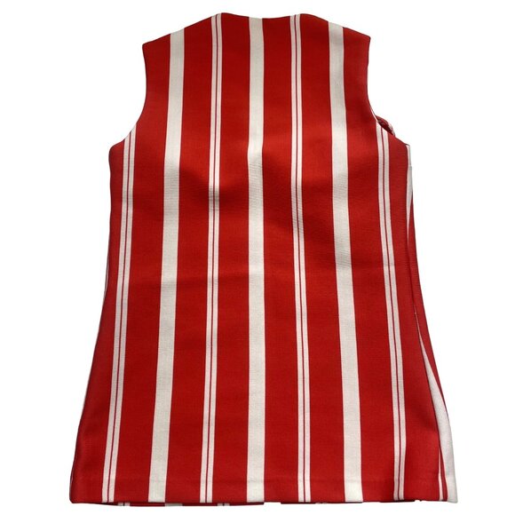 James Kenrob 60s Women's Top Medium Retro Sleeveless Red Stripes TREVIRA ERA - Picture 6 of 7
